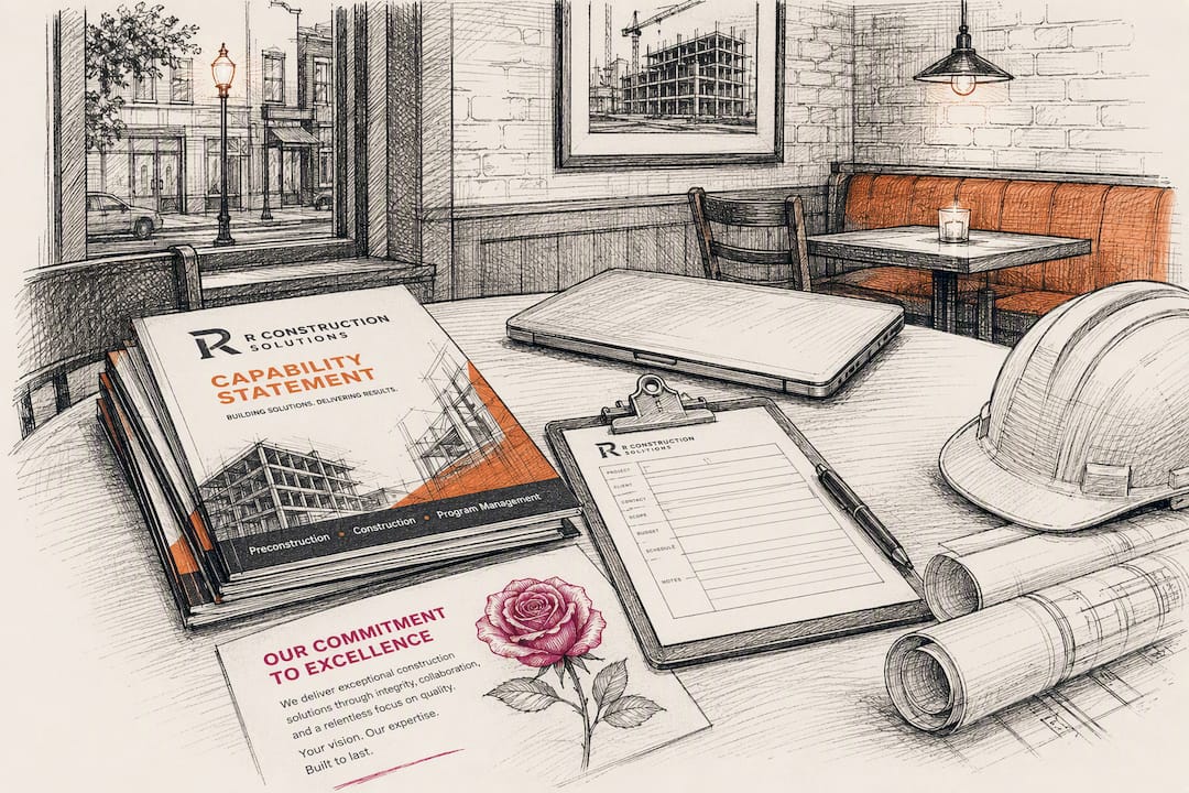 Sketch of distribution materials at networking event