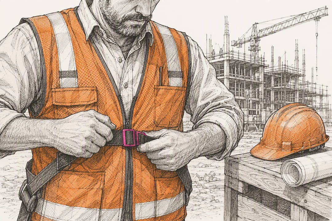 Foreman adjusting safety vest
