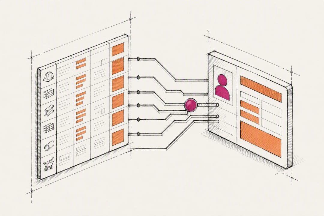 Hand-drawn estimating CRM data map