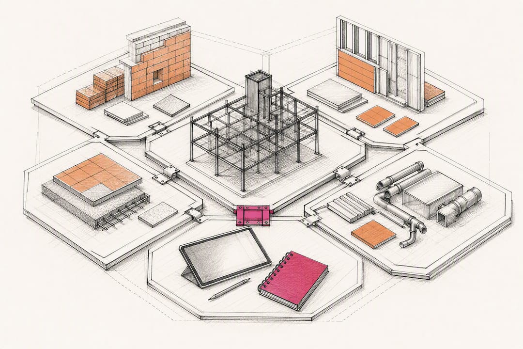 Preconstruction roles arranged around shared structure