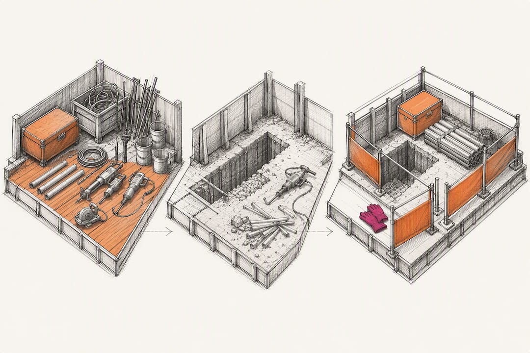 Illustration showing activity hazards and controls