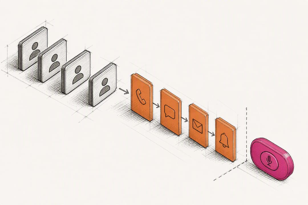 Warm lead outreach sequence reaching voicemail stage