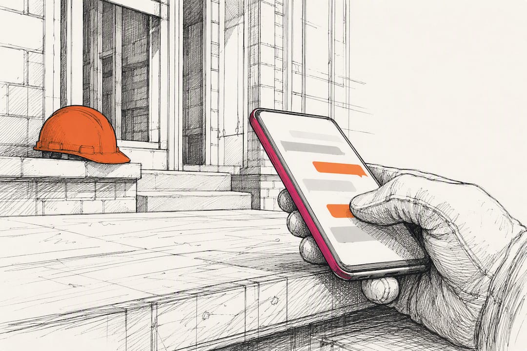 Contractor SMS compliance workflow at jobsite