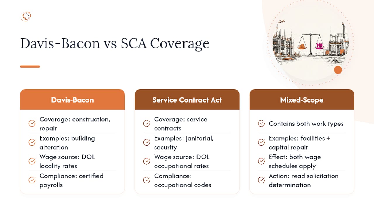 Davis-Bacon and SCA scope comparison