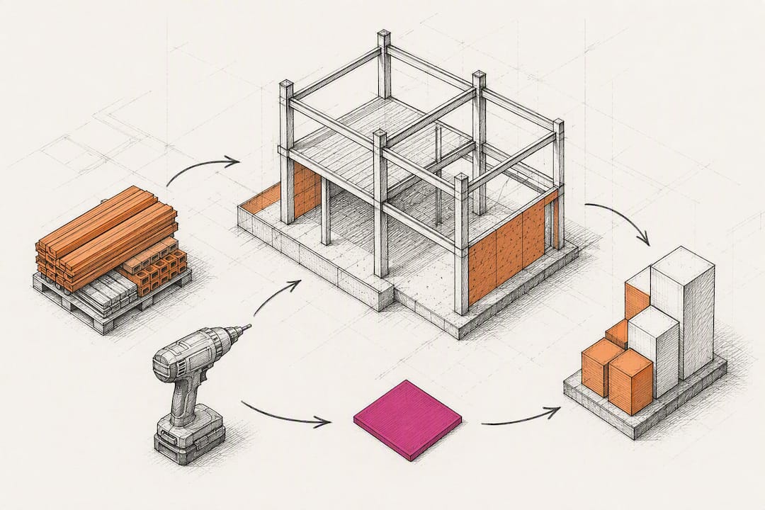 Construction project cost control workflow illustration