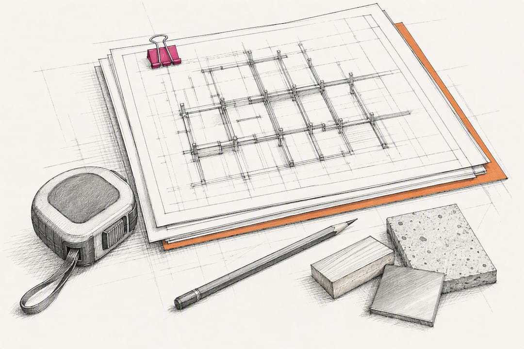 Construction estimating takeoff workspace illustration