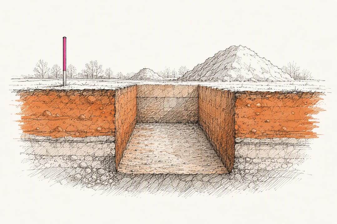 Architectural sketch of efficient excavation planning