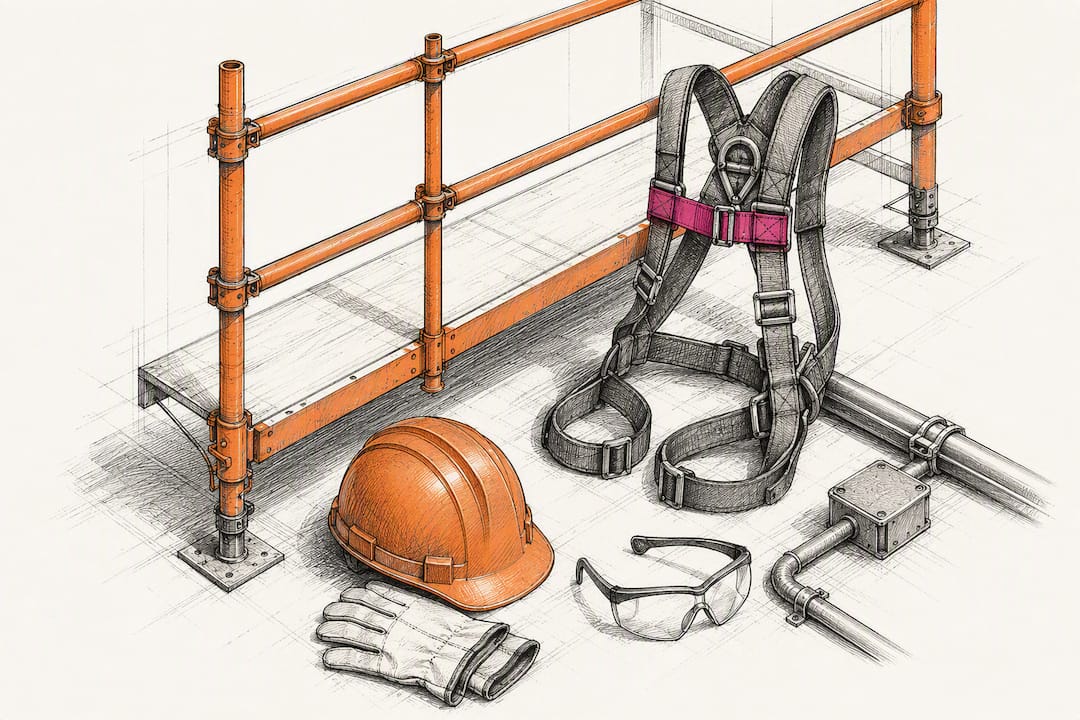 Construction safety training equipment sketch
