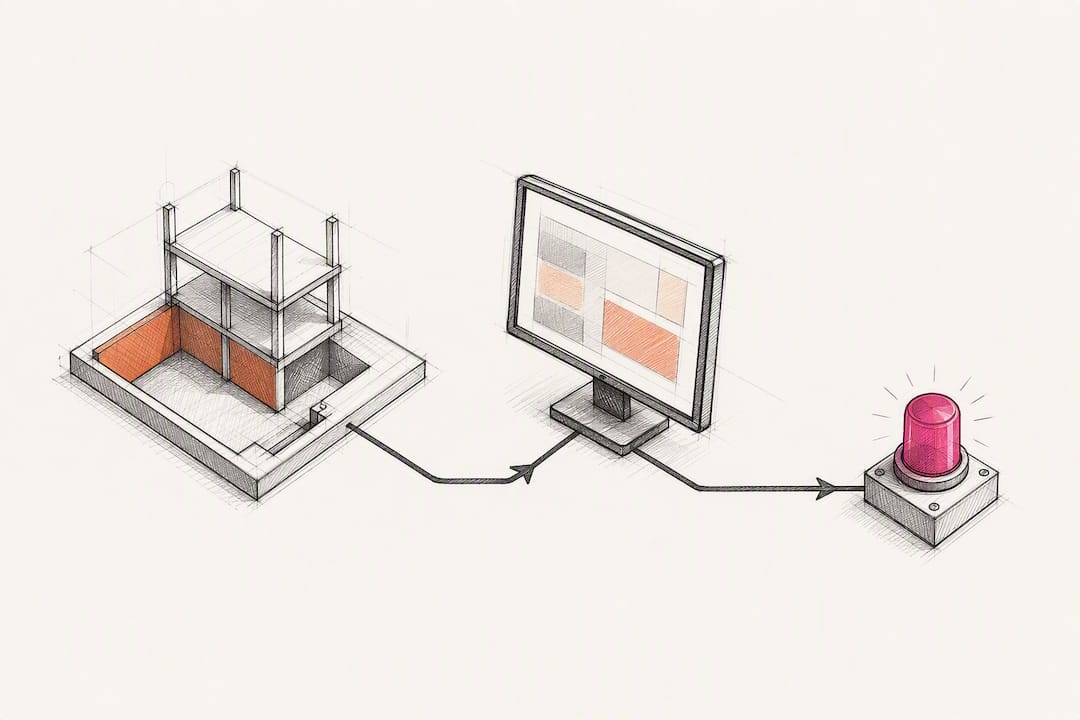 Construction data flowing from model to alert