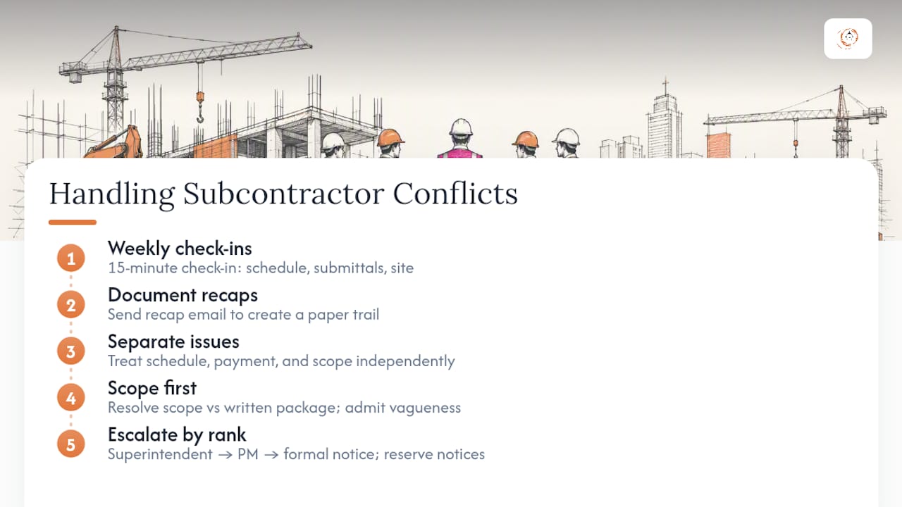 How Do You Handle Subcontractor Conflicts Without Losing the Relationship? — overview diagram
