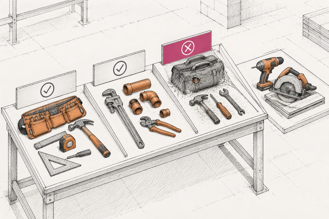 Construction tool bundles sorted during certification review