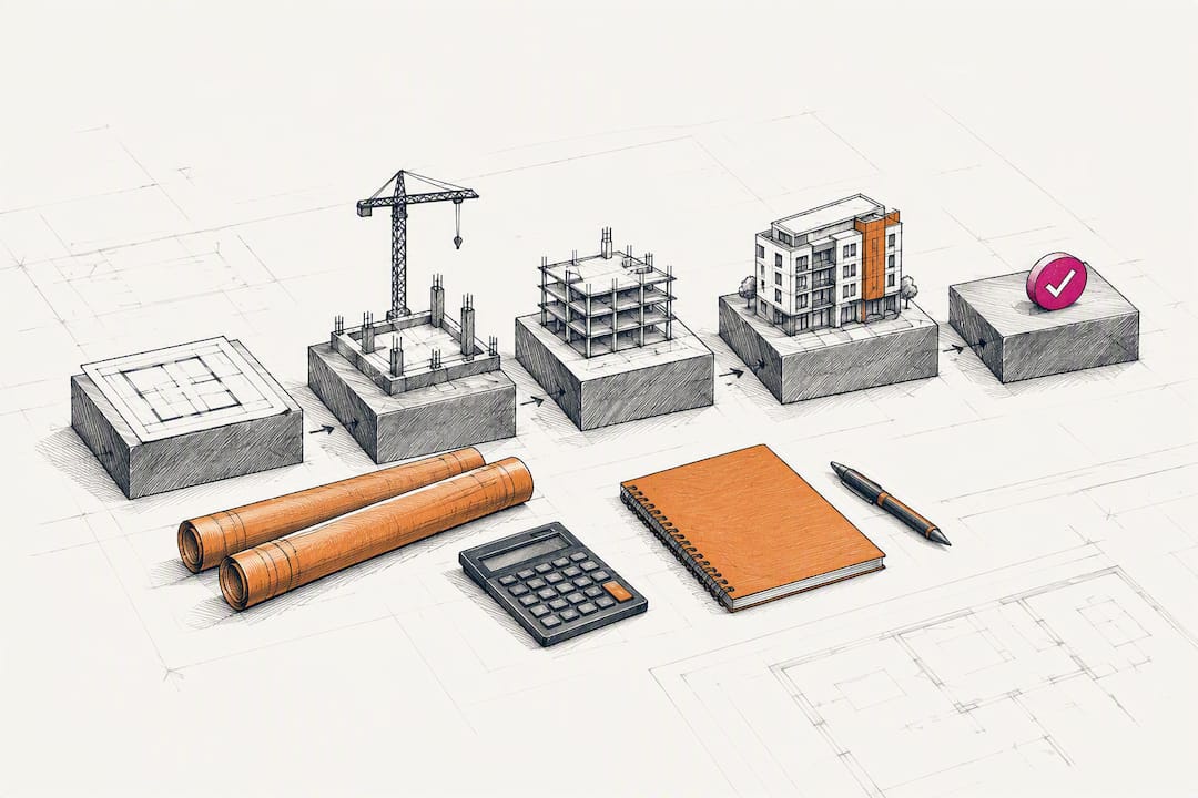 Construction sales pipeline stages illustration