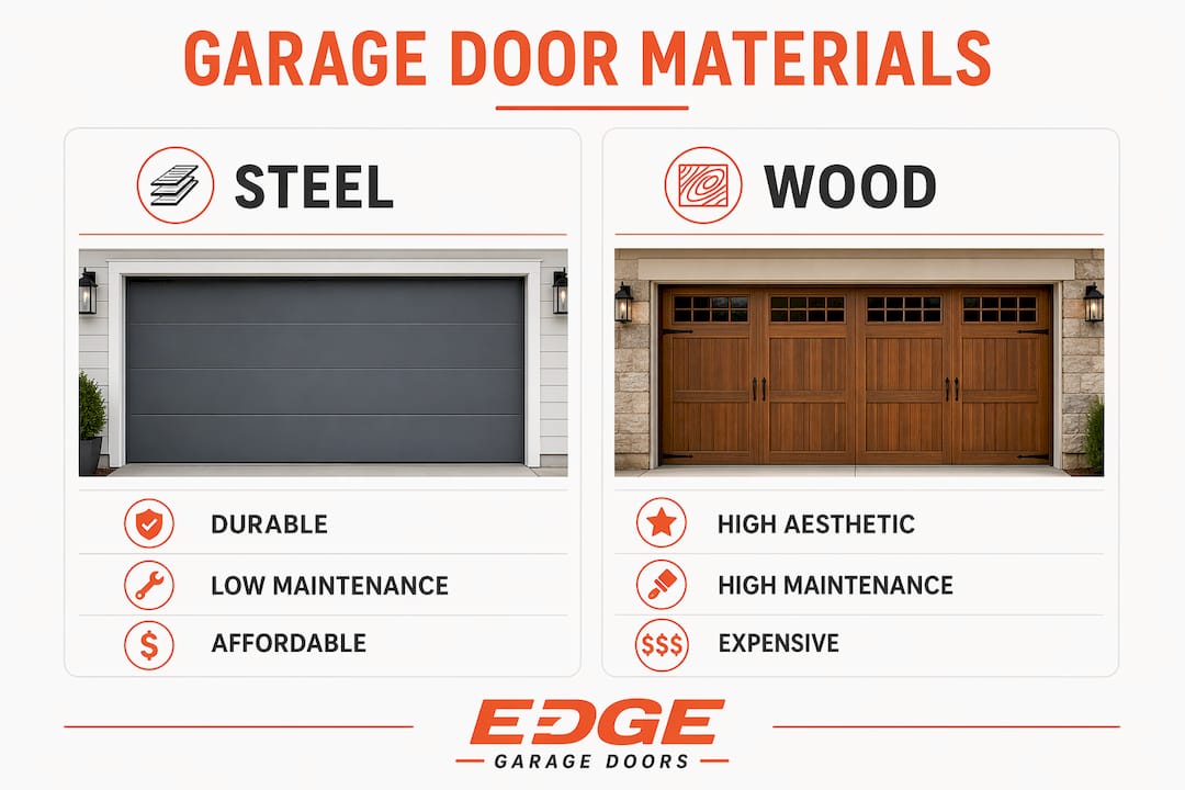 Infographic comparing garage door materials