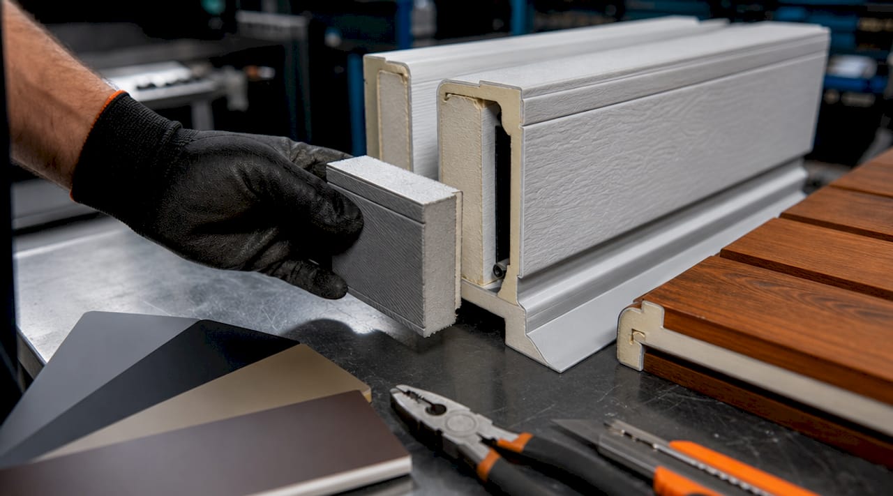 Garage door material and insulation samples