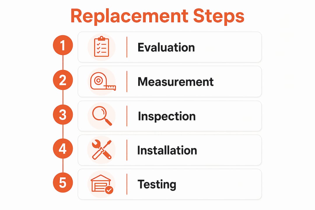 Infographic illustrating garage door replacement steps