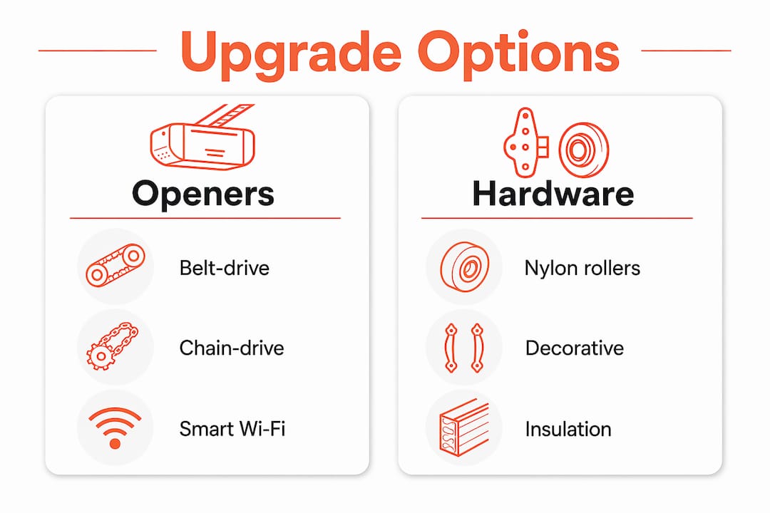 Infographic comparing garage door hardware upgrades