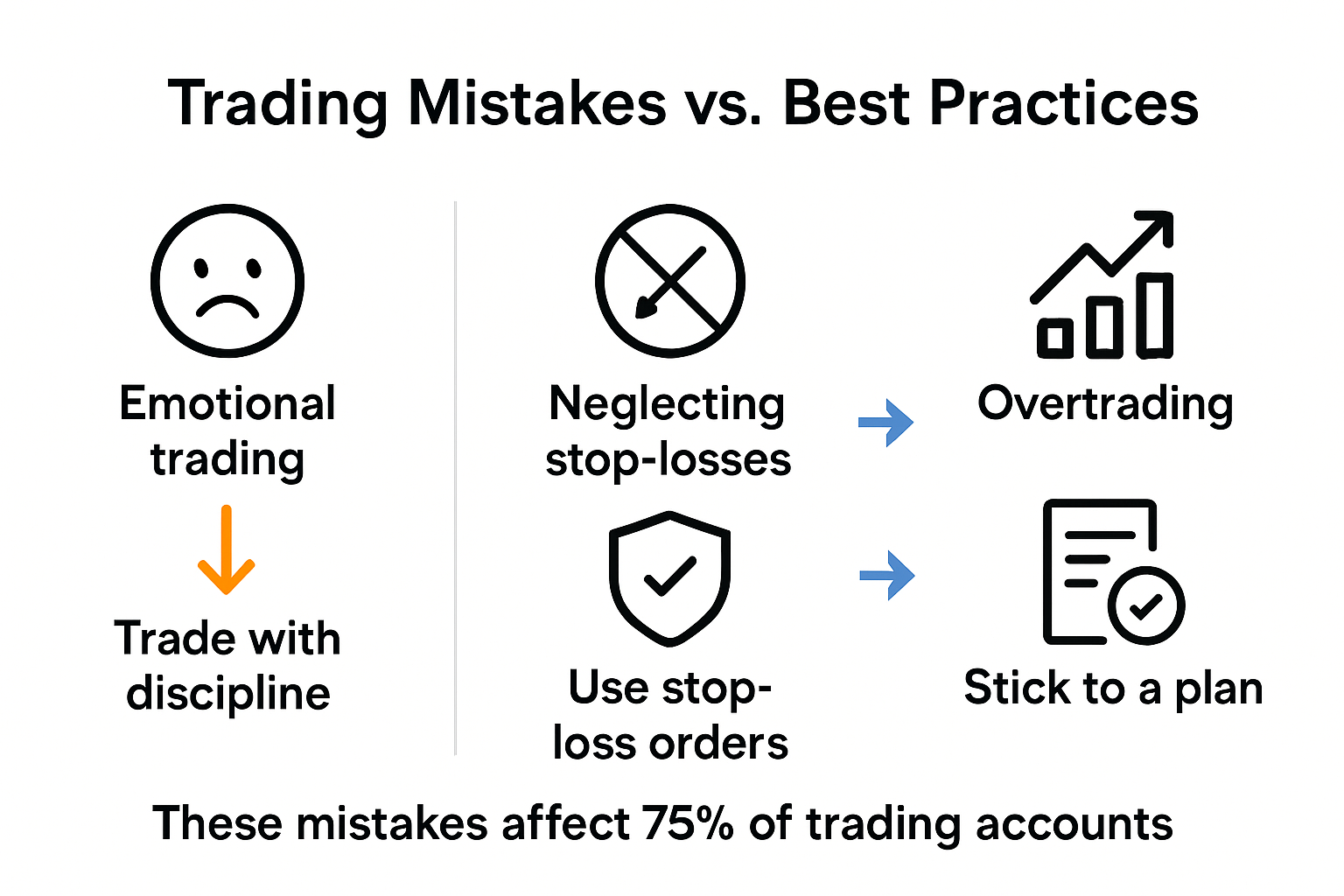Infographic on common trading mistakes and solutions