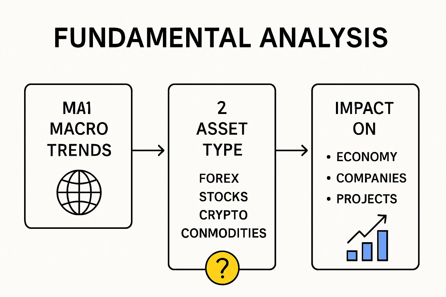 Step-by-step fundamental analysis process by market type