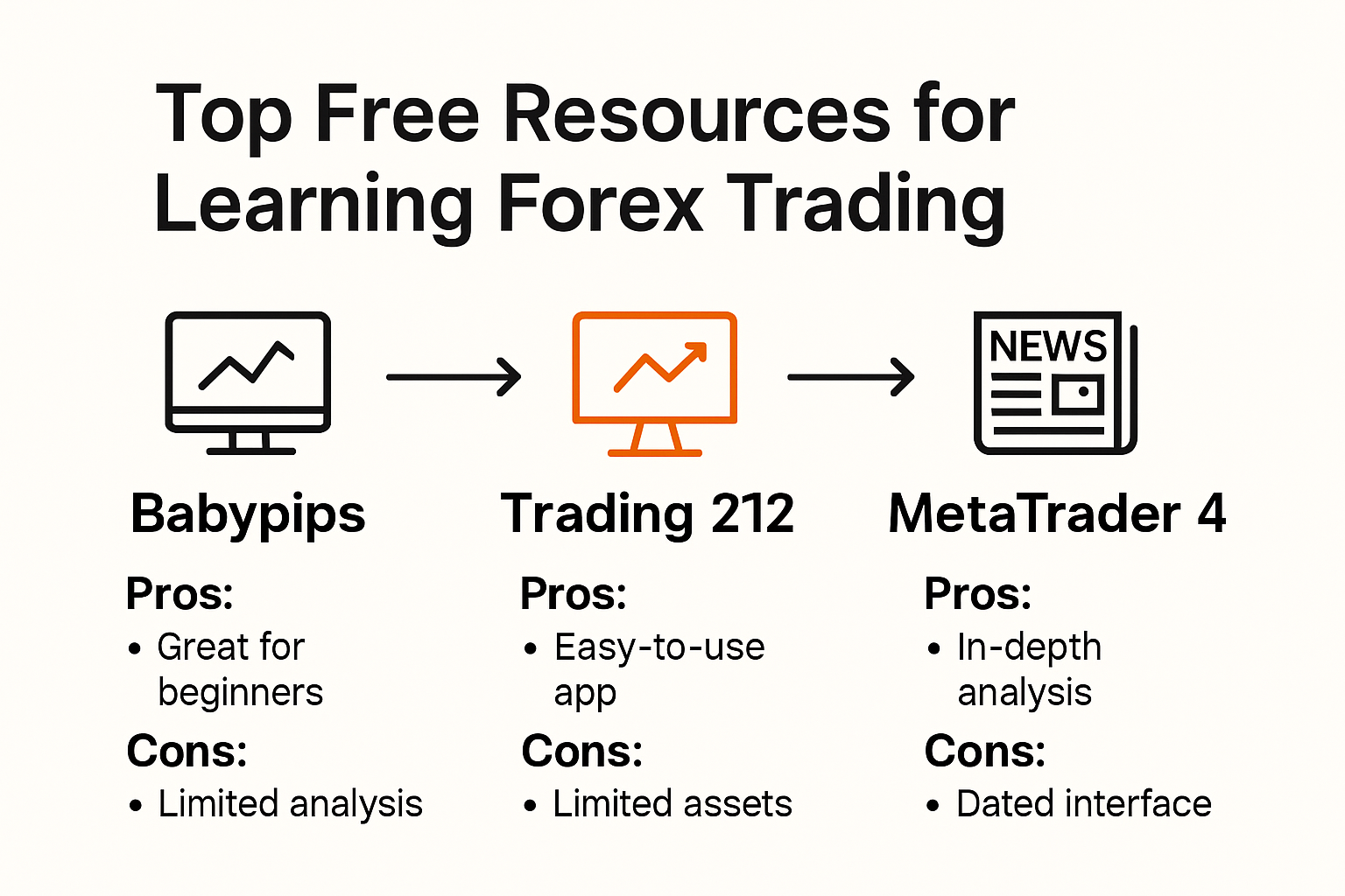 Visual summary of top free forex learning resources