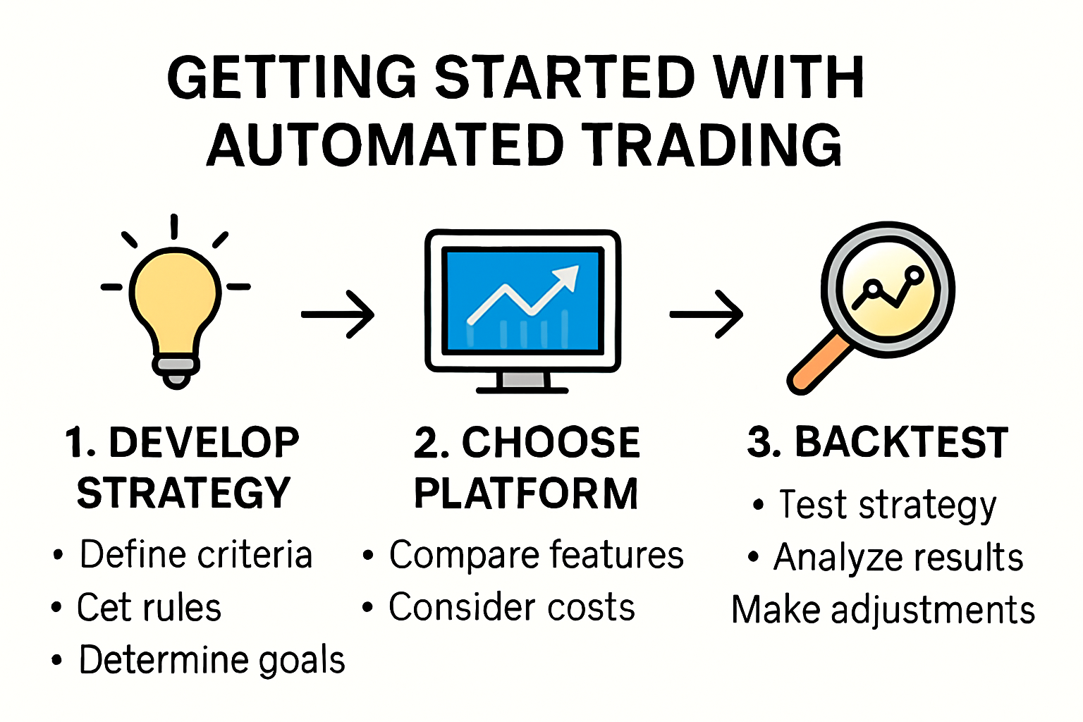 Infographic showing steps to start automated trading for beginners