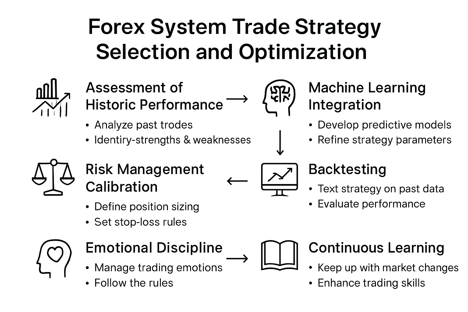 Infographic showing steps to optimize forex trade systems