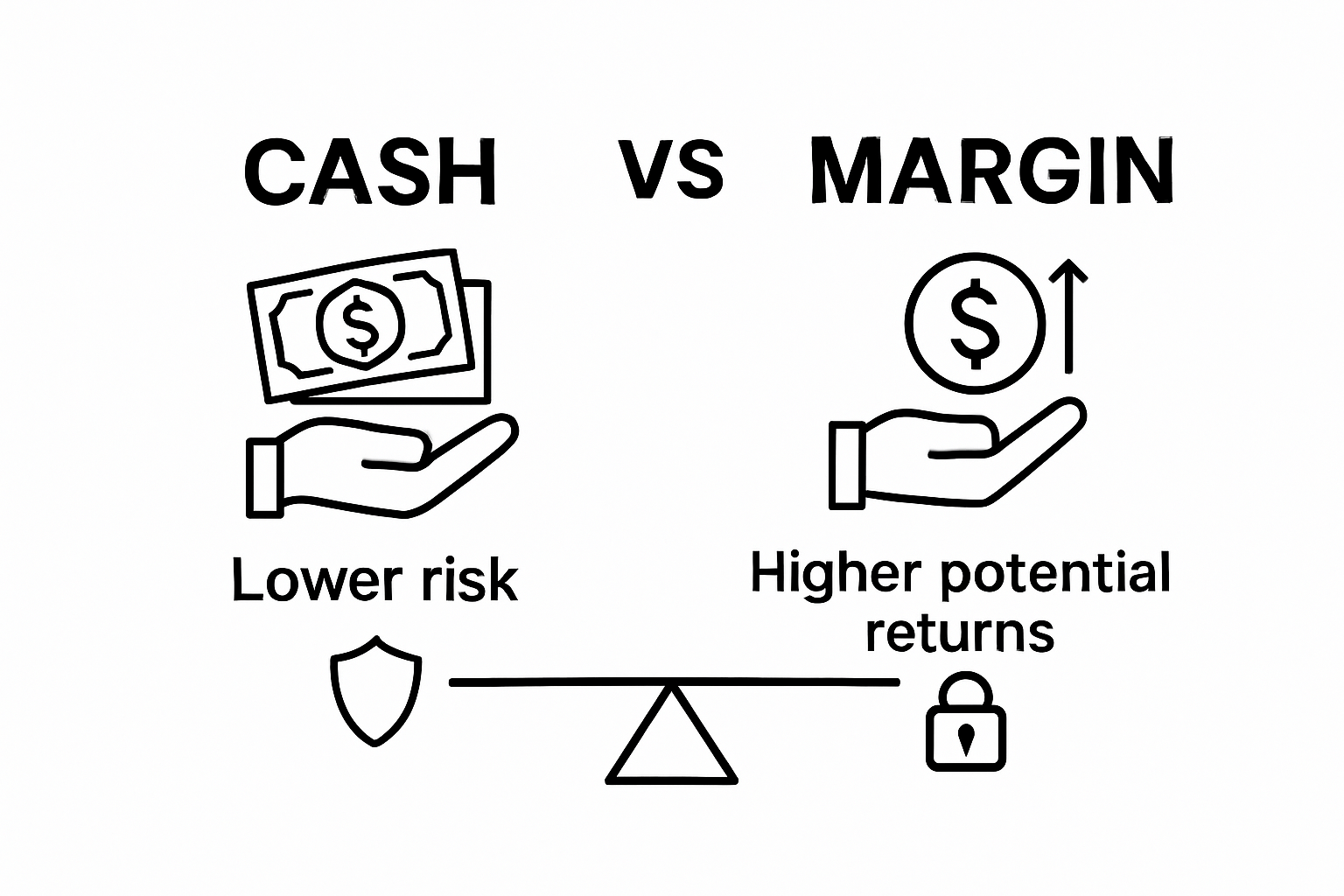 Infographic comparing cash and margin trading accounts