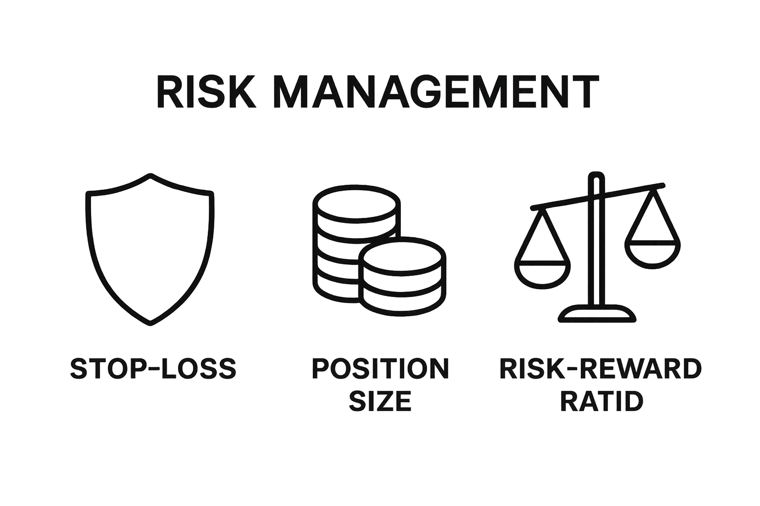 Infographic comparing stop-loss, position size, and risk-reward ratio in day trading