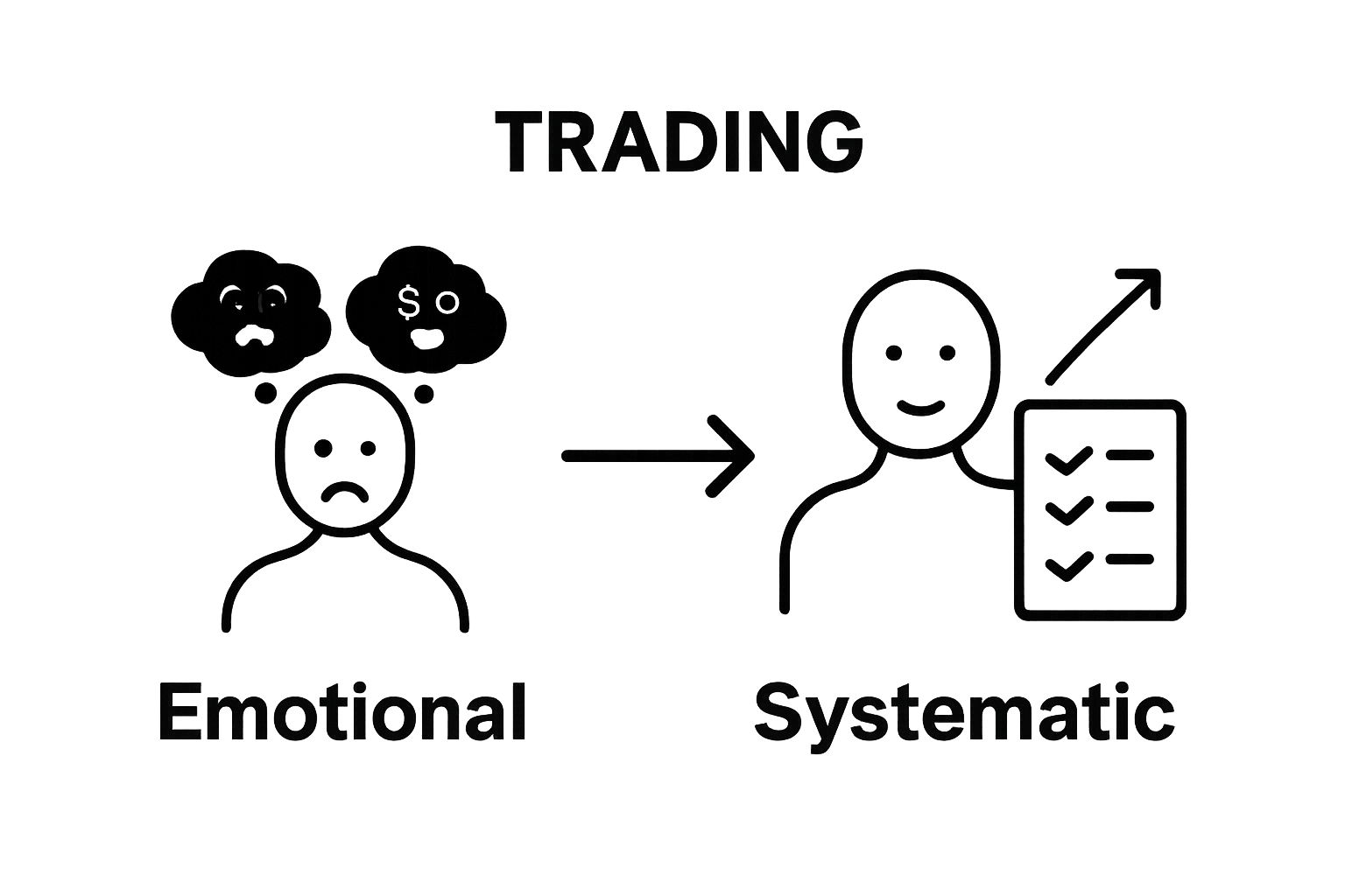 Infographic comparing emotional and systematic trading approaches