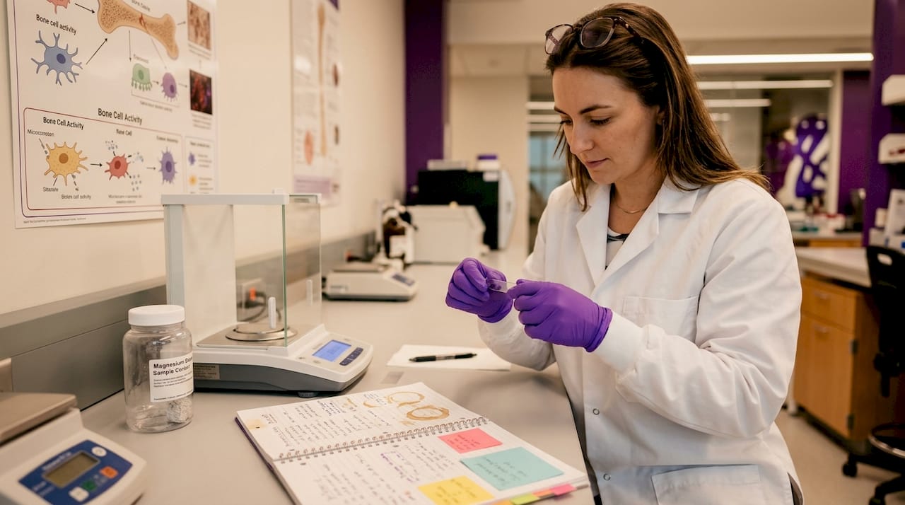 Lab technician preparing bone repair sample