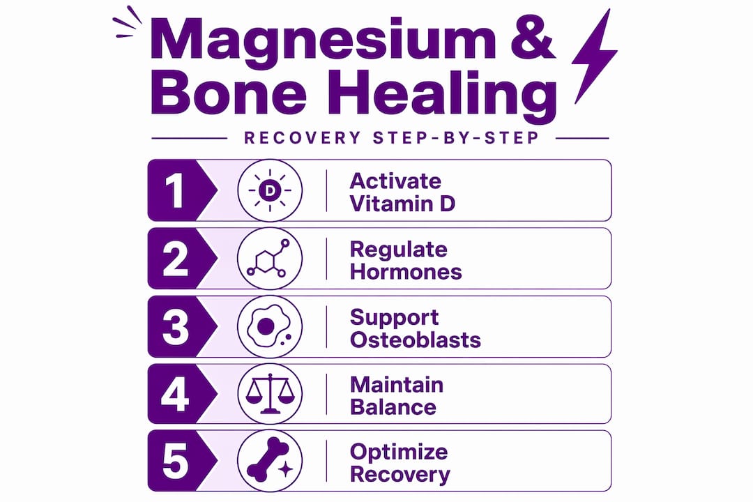 Infographic on magnesium bone healing process steps