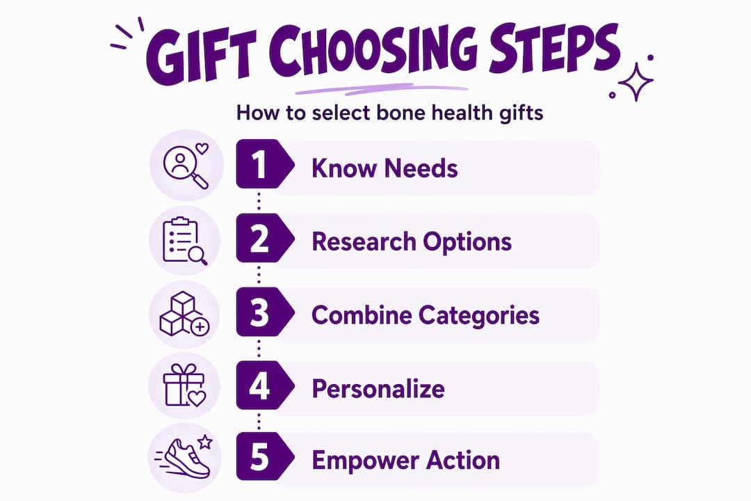 Choosing a bone health gift step-by-step infographic