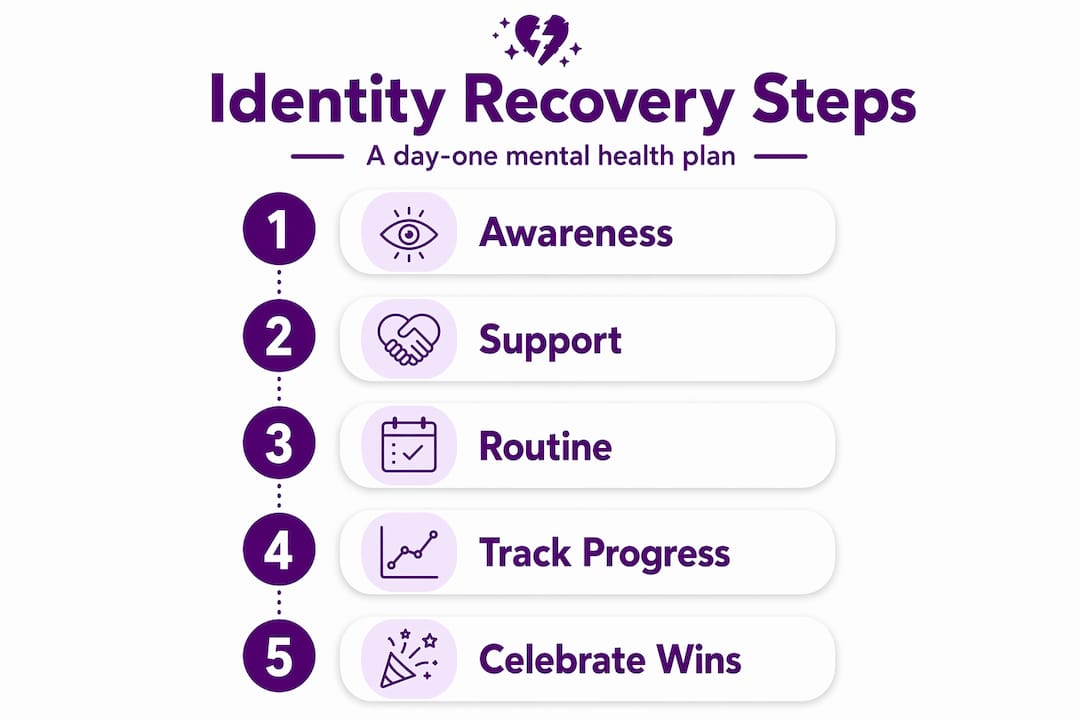 Identity recovery step-by-step infographic