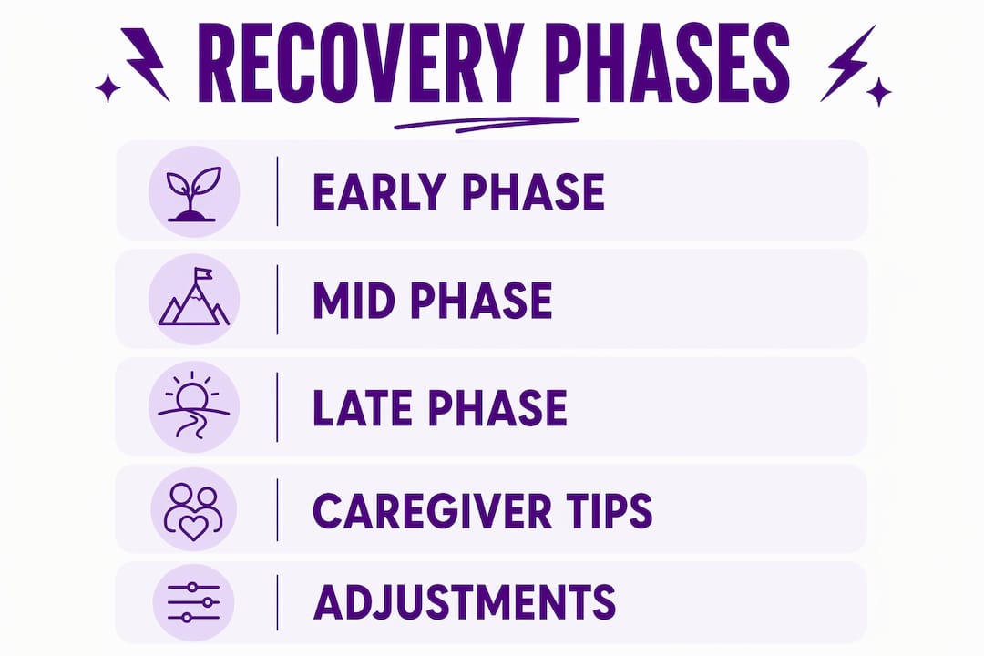 Infographic showing fracture recovery phases and tips
