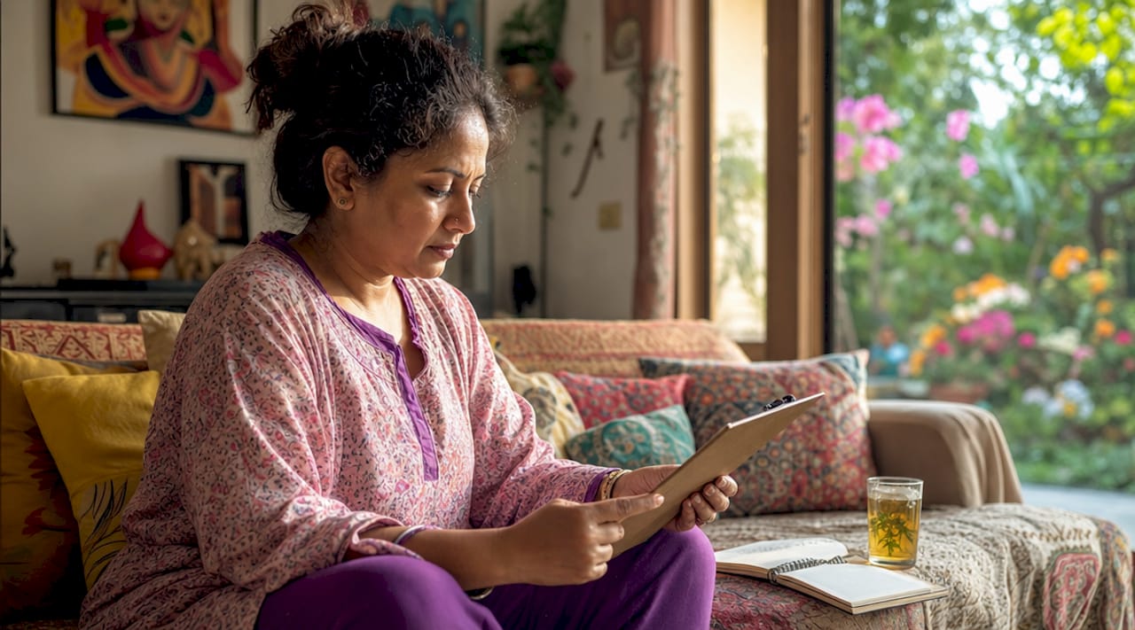 Caregiver reviewing home fracture care instructions