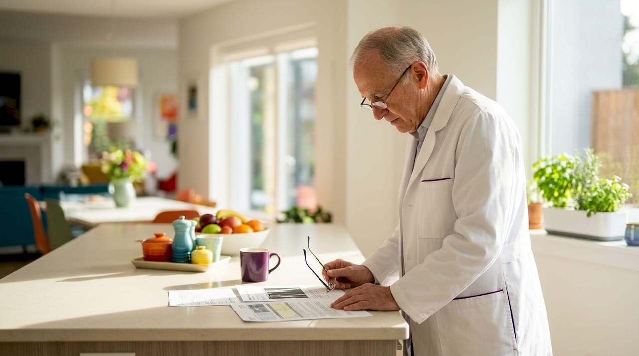 Doctor reviewing bone density test results