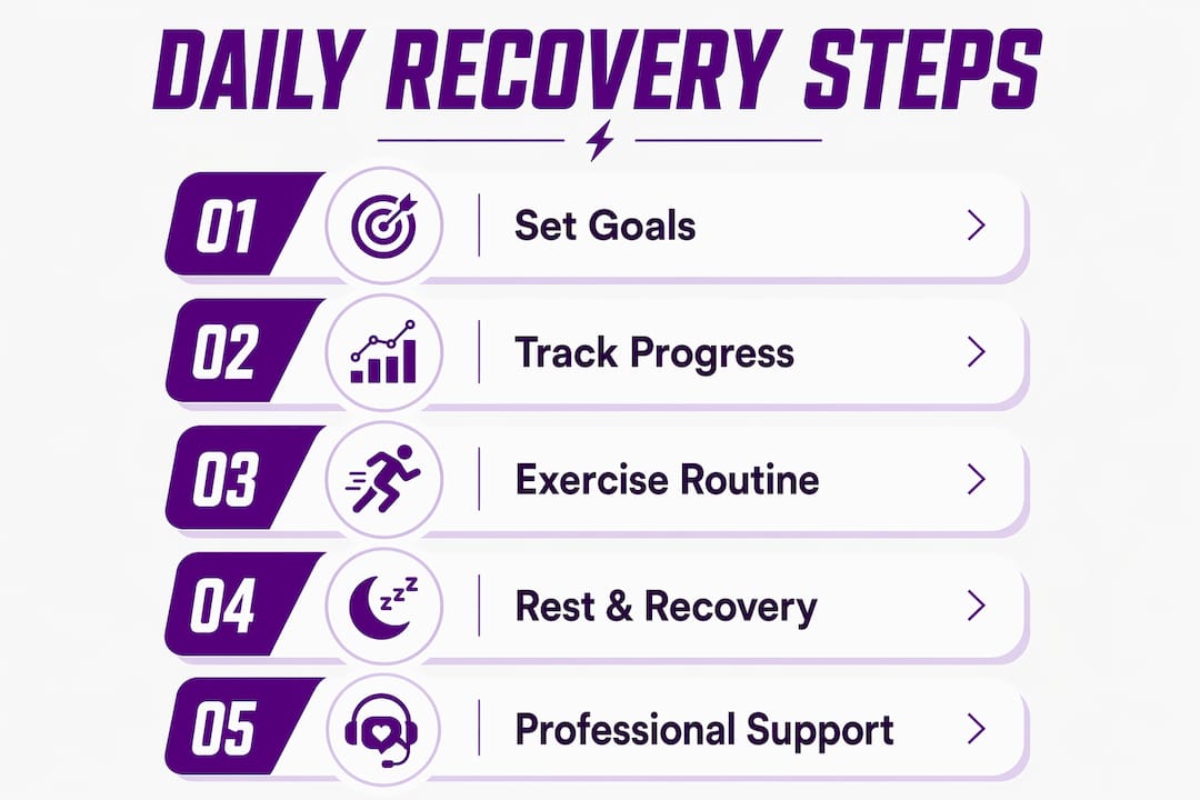 Infographic showing daily recovery steps