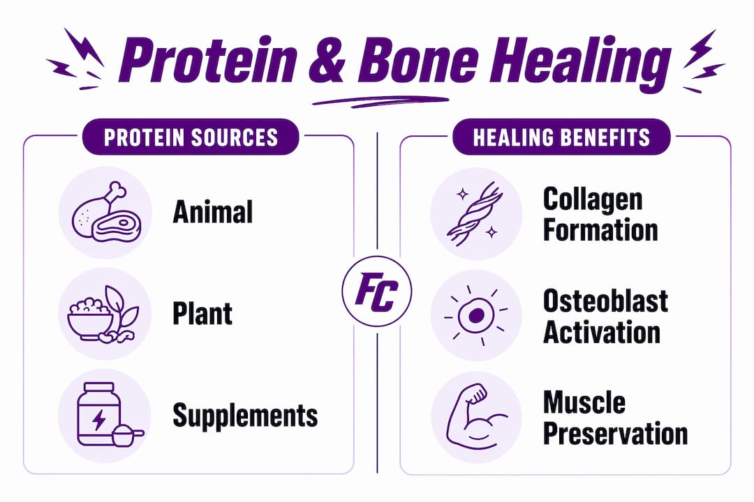Infographic comparing protein sources and their bone healing benefits
