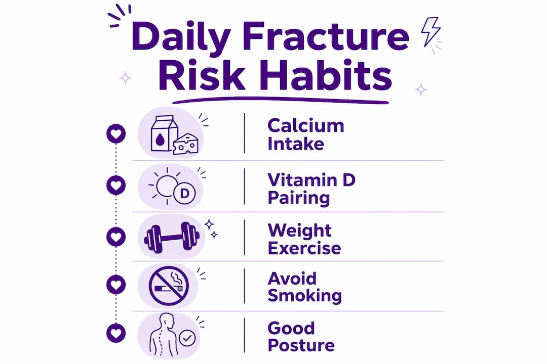 Infographic of daily habits to reduce fracture risk