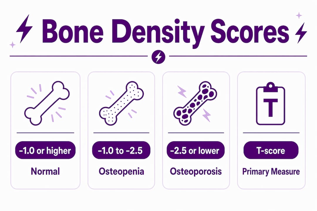 Infographic showing bone density test score categories