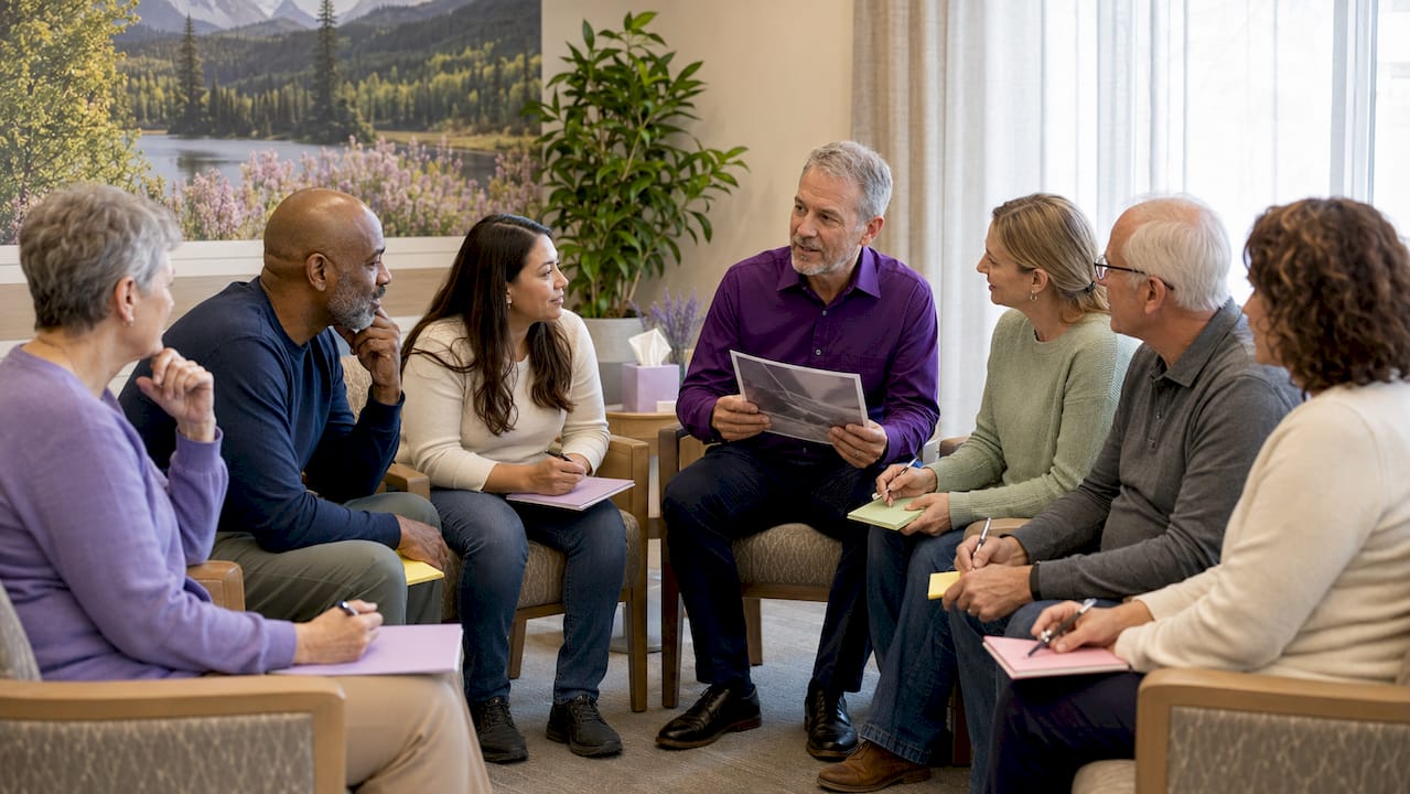 Hospital-based injury support group session