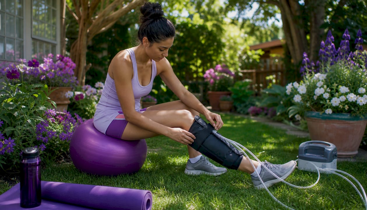Leg with intermittent compression device at home