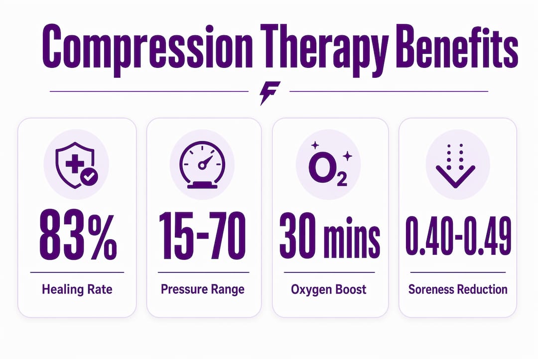 Infographic showing key compression therapy benefits