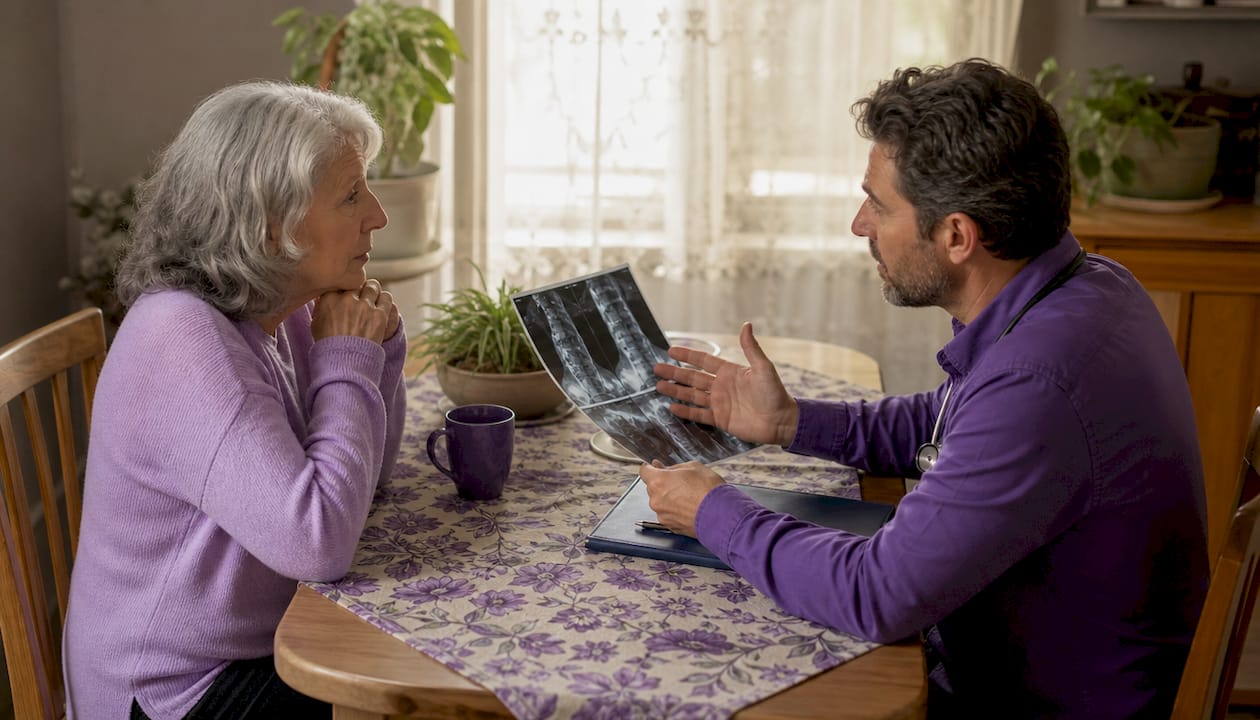 Doctor consulting patient about bone density loss