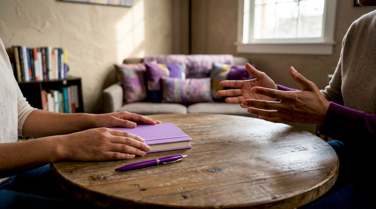 Therapist and client hands in therapy session