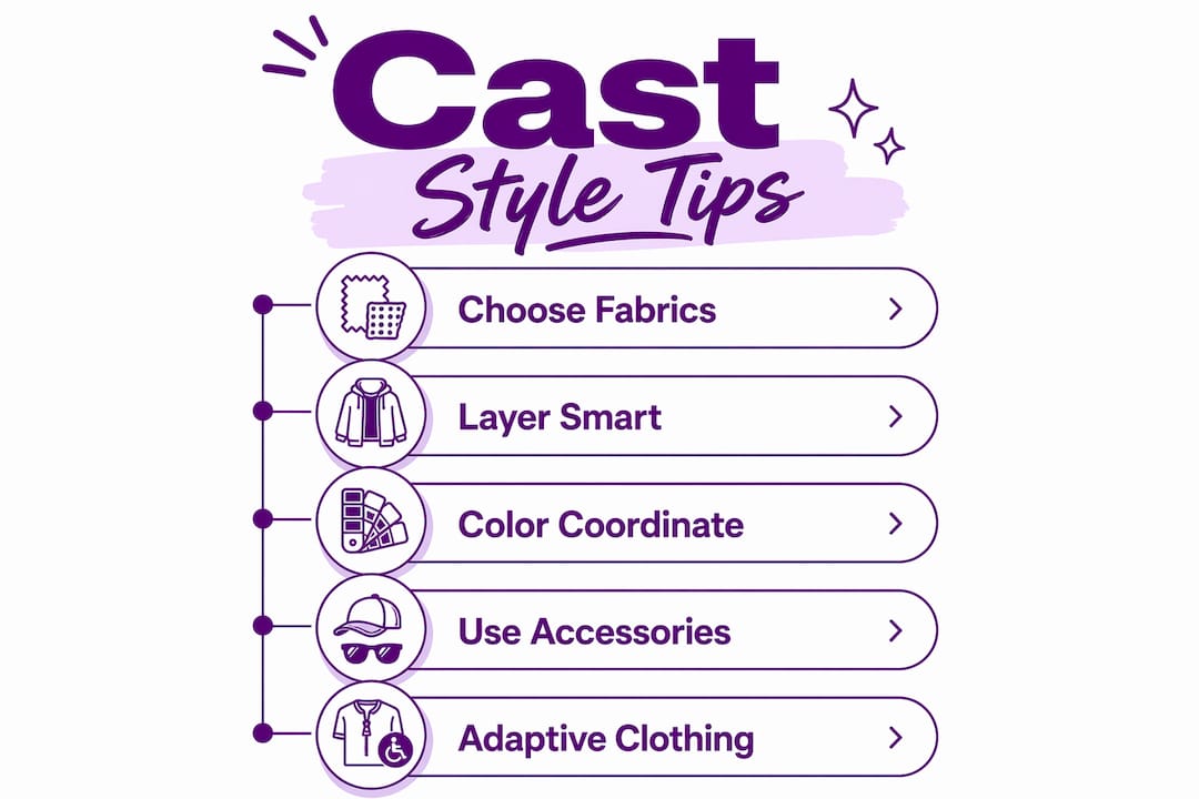 Infographic showing key style tips for recovery cast wear