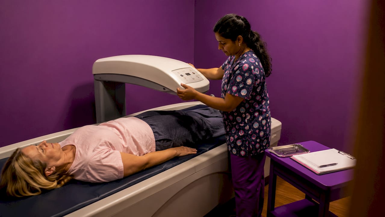 Patient undergoing bone density scanning procedure