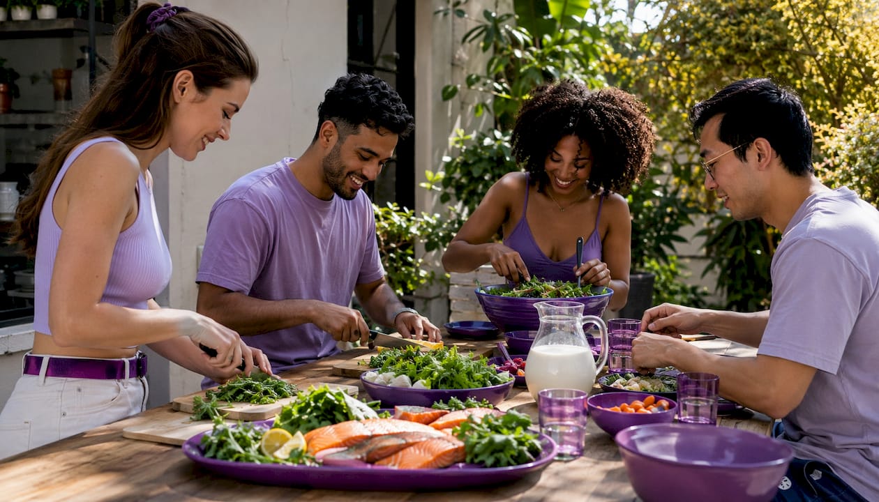 Hands preparing bone-healthy meal in kitchen