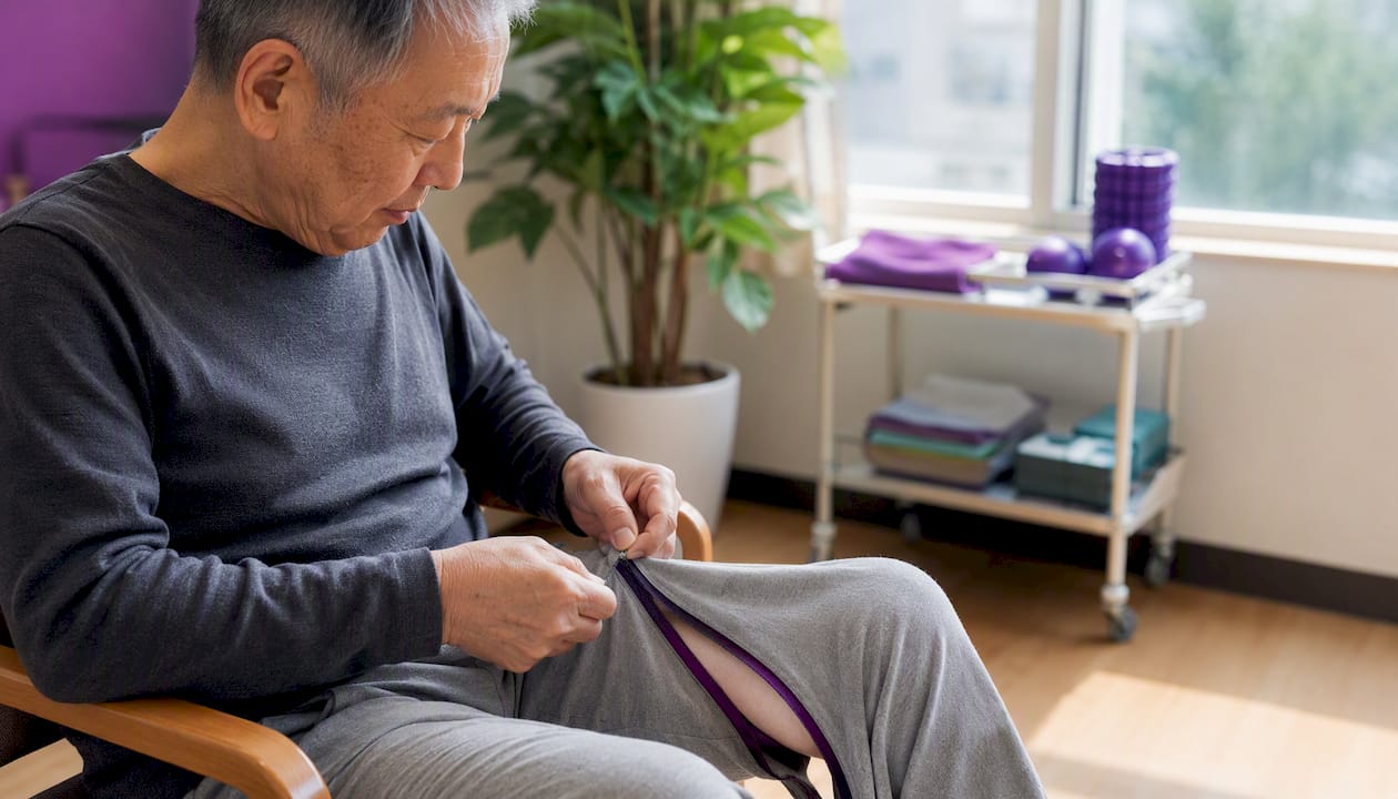 Close-up hands using magnetic zipper on adaptive pants