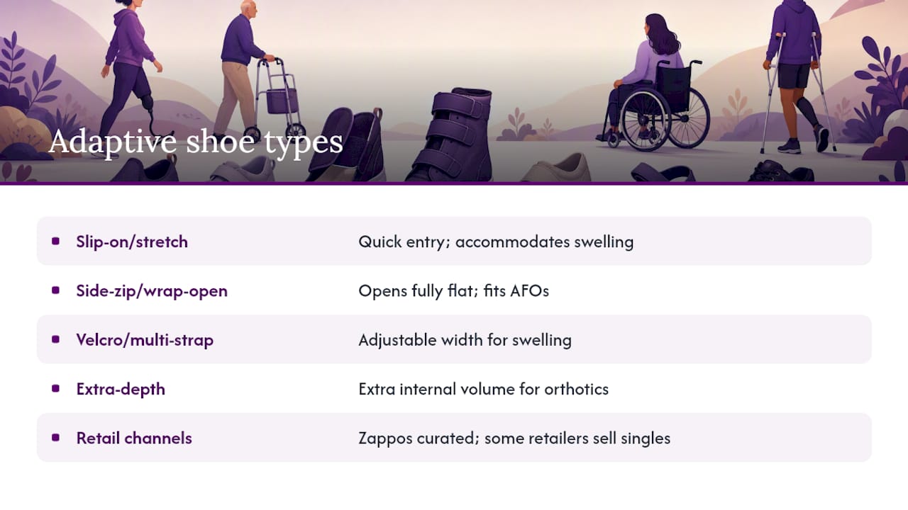 Diagram of adaptive shoe categories in the U.S.