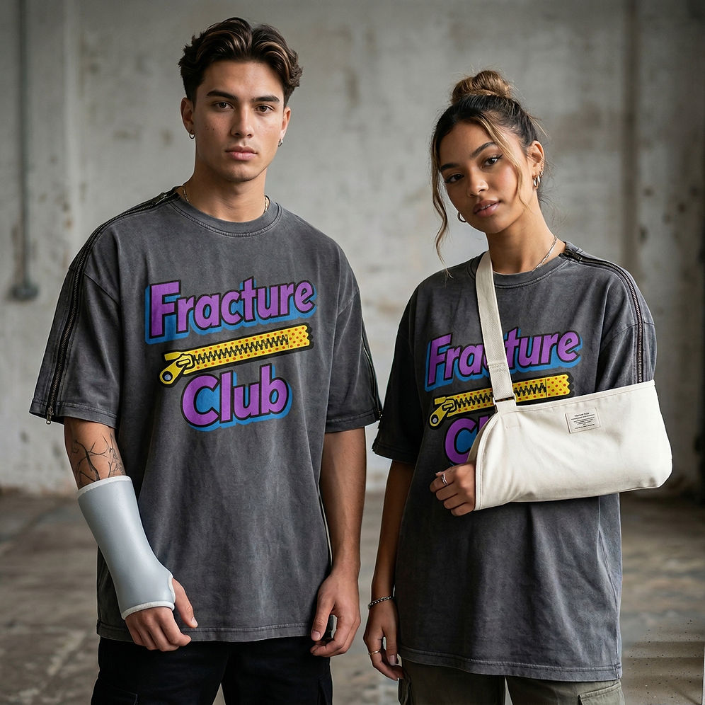 Fracture Club Oversized Magnetic Shoulder Zipper Tee